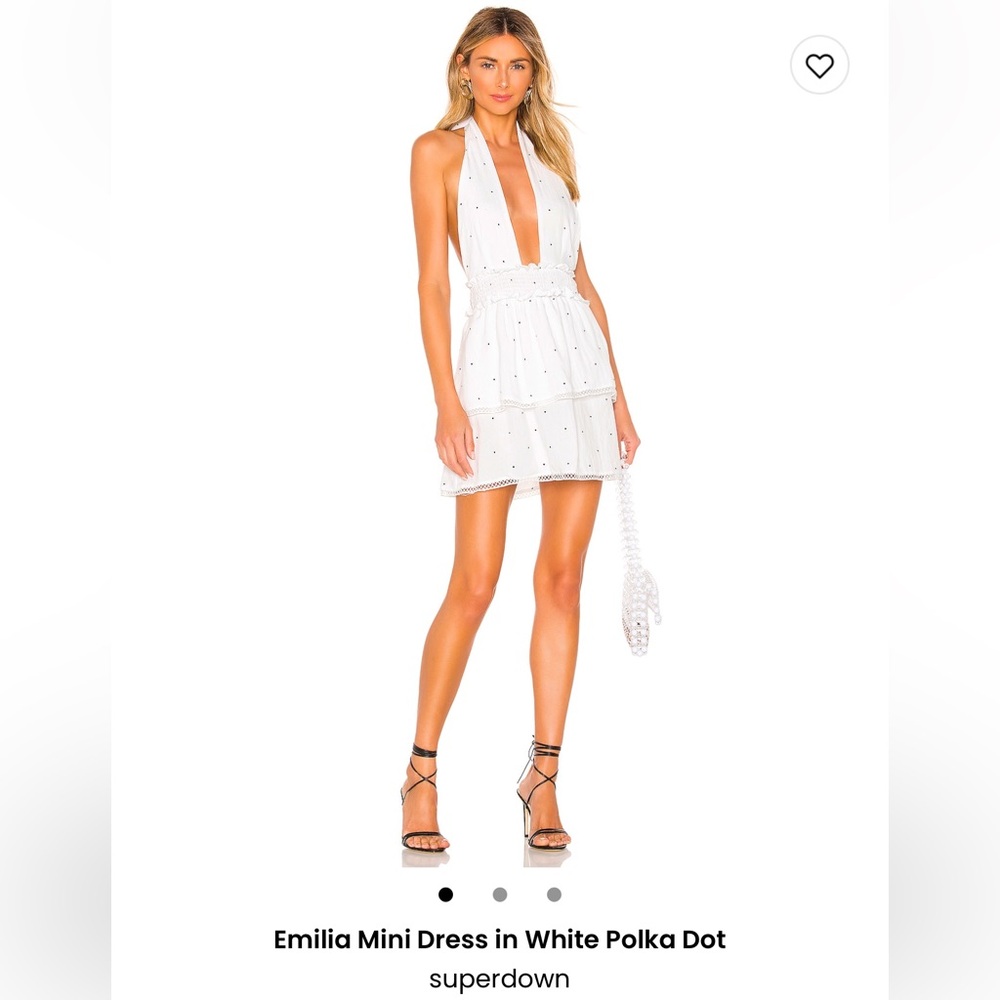 Emilia Mini Dress in White Polka Dot